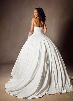 Azazie Alta Wedding Dresses Diamond White A-Line Strapless Stretch Satin Dress image2