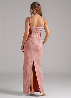 Azazie Kenna Robes de demoiselle d'honneur Robe Fourreau en Blumen-Burnout Fente Latérale Rosette image2