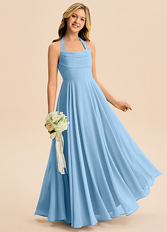 Azazie Kady Junior Steel Blue A-Line Sweetheart Neckline Chiffon Dress image3
