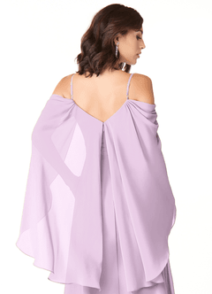 Azazie Cienna Bridesmaid Dresses Frosted Lilac A-Line Off the Shoulder Chiffon Dress image3