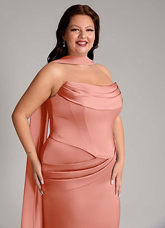 Azazie Sorrel Vestidos de damas de honor Vestido de Coral de Satén Elástico de Corte Sirena Convertible con Sin tirantes image13