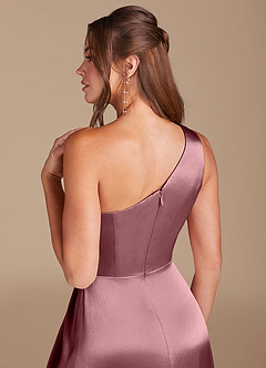 Azazie Brooke Bridesmaid Dresses Vintage Mauve A-Line One Shoulder Metallic Satin Dress image6