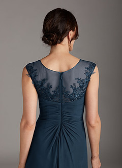Azazie Endora Final Sale Dark Navy A-Line Scoop Lace Chiffon Dress image5