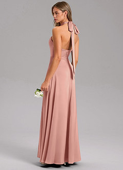 Azazie Tracie Bridesmaid Dresses Rosette A-Line Side Slit Stretch Satin Dress image4