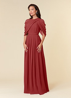 Azazie Olena Mother of the Bride Dresses Rust A-Line Sequins Chiffon Dress image3