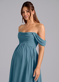 Azazie Saige Suknie dla druhen ciążowych Linia A Pofałdowany Szyfon Długość podłogi Sukienka image6