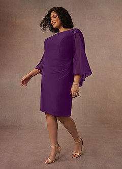 Azazie Carmela Mother of the Bride Dresses Grape Sheath Lace Chiffon Dress image2