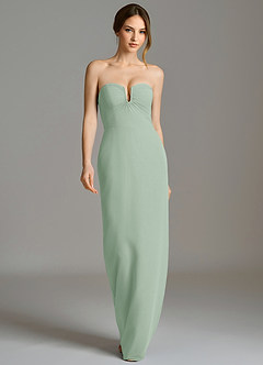 Azazie Darcie Abiti da Damigella Abito Convertibile Tubino in Chiffon Senza Cinturino Agave image3