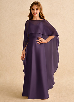 Azazie Fishie Girls Formal Flower Girl Dresses Plum A-Line Matte Satin Dress image1
