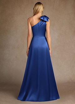 Azazie Easton Abiti per la Madre della Sposa Abito A-Line in Raso Elasticizzato Monospalla Blu Reale image3