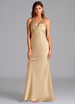 Azazie Hati Brudtärnklänningar Klä av Sjöjungfru i Stretch Satin Champagne image5