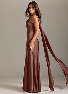 Azazie Kinsley Bridesmaid Dresses Espresso Mermaid Side Slit Stretch Satin Dress image4