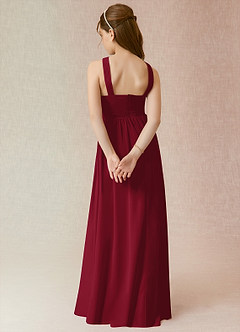 Azazie Jiya Junior Burgundy A-Line Pleated Chiffon Dress image2