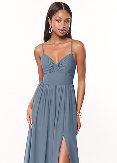 Azazie Zeya Bridesmaid Dresses Twilight A-Line V-Neck Pleated Chiffon Dress image5