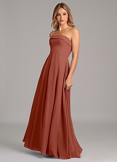 Azazie Lucienne Bridesmaid Dresses Auburn A-Line Strapless Chiffon Convertible Dress image4