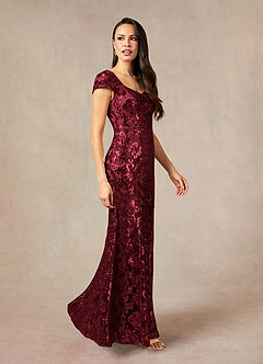 Azazie Korinna Kleider für die Brautmutter Meerjungfrau-Linie Pailletten Kleid Cabernetrot image2