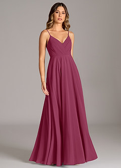 Azazie Amani Bridesmaid Dresses Mulberry A-Line Pleated Chiffon Dress image5