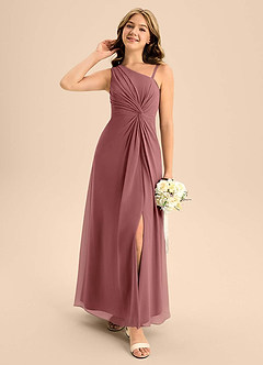 Azazie Brooke Junior Amethyst A-Line Side Slit Chiffon Dress image3