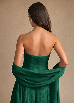 Azazie Lorain Mother of the Bride Dresses Emerald A-Line Pleated Floral Burnout Dress image11