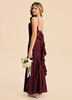 Azazie Lioren Junior Meerjungfrau-Linie Gestreift Blumen-Burnout Kleid Cabernetrot image3