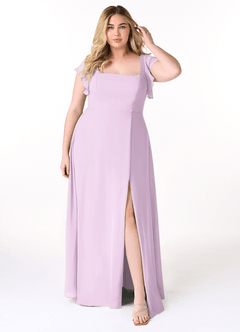 Azazie Bondi Bridesmaid Dresses Frosted Lilac A-Line Ruffled Chiffon Dress image7