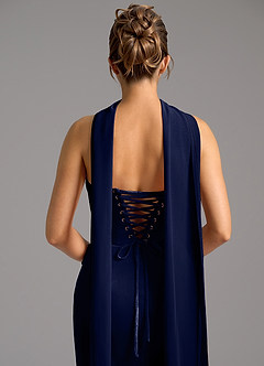 Azazie Sorrel Vestidos de damas de honor Vestido de Azul Marino Oscuro de terciopelo de Corte Sirena Convertible con Corsé image6