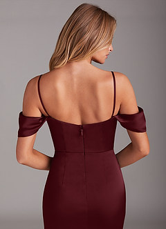 Azazie Saige Abiti da Damigella Abito Sirena in Raso Elasticizzato a Spalla Scoperta Cabernet image6