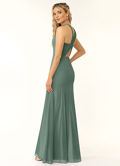 Azazie Rue Bridesmaid Dresses Eucalyptus A-Line Halter Chiffon Dress image5