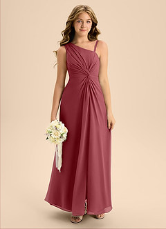 Azazie Brooke Junior Abito A-Line in Chiffon Spacco Laterale Merlot image3