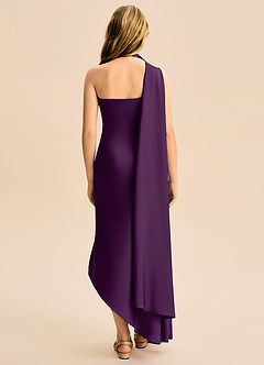 Azazie Briony Junior Etui Plissee Stretch-Satin Kleid Traube image2