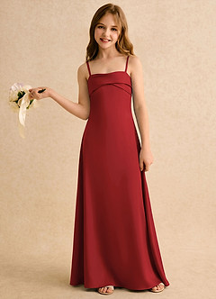 Azazie Mirabella Girls Formal Flower Girl Dresses Pomegranate Sheath Sweetheart Neckline Stretch Satin Dress image3