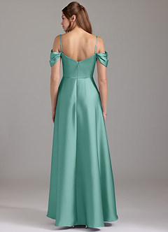 Azazie Marley Bridesmaid Dresses Aqua A-Line Off the Shoulder Stretch Satin Convertible Dress image5