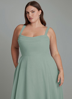 Azazie Shaude Bridesmaid Dresses Silver Sage A-Line Pleated Chiffon Dress image12