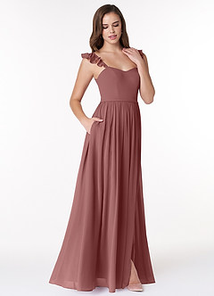 Azazie Metz Bridesmaid Dresses Desert Rose A-Line Sweetheart Ruched Chiffon Dress image3