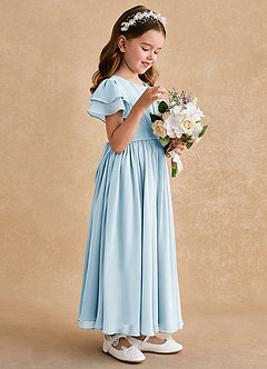 Azazie Ali Flower Girl Dresses Sky Blue A-Line Pleated Chiffon Dress image5