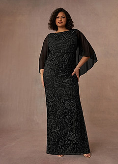 Azazie Collins Mother of the Bride Dresses Black Sheath Lace Dress image7