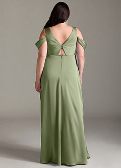 Azazie Rhea Maternity Bridesmaid Dresses A-Line Off-The-Shouler Pleated Stretch Satin Floor-Length Dress image9