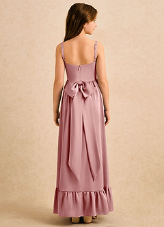 Azazie Maisie Girls Formal Blumenmädchenkleider A-Linie Gestreift Stretch-Satin Kleid Altrosa image2