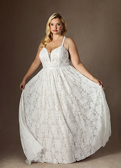 Azazie August Robes de mariée Robe Trapèze en Dentelle Blanc De Diamant image10