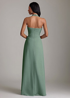 Azazie Clarisa Bridesmaid Dresses Eucalyptus A-Line Pleated Chiffon Dress image2