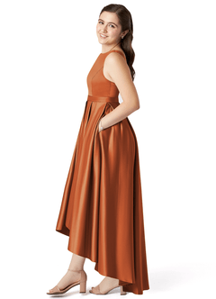 Azazie Inaya Junior A-Linie Gürtel/Schärpe Stretch-Satin Kleid Kanel image3