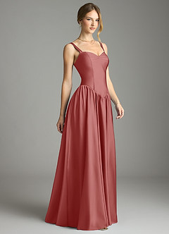Azazie Evadina Suknie dla druhen Linia A Gorset Satyna elastyczna Do ziemi Sukienka image4