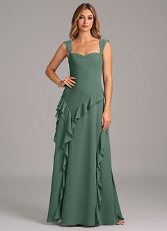 Azazie Sloane At-home Try On Dresses Terracotta A-Line Sweetheart Neckline Chiffon Dress image5