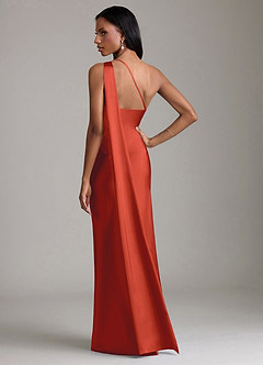 Azazie Galinda Suknie dla druhen Syrena Jedno ramię Satyna elastyczna Do ziemi Sukienka image6