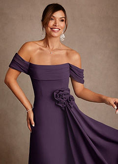 Azazie Amherst vestidos de madre de la novia Vestido de Ciruela de Gasa de Corte en A con Vestidos sin tirantes image6