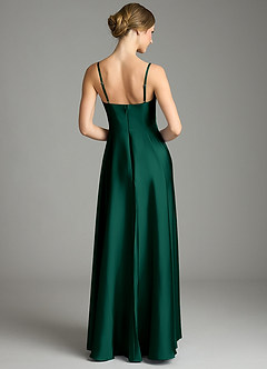 Azazie Elle Bridesmaid Dresses Emerald A-Line Pleated Stretch Satin Dress image5