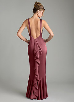 Azazie Tamera Bridesmaid Dresses Desert Rose Mermaid Pleated Stretch Satin Dress image1