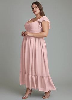 Azazie Anaya Bridesmaid Dresses Powder Pink A-Line Sweetheart Neckline Chiffon Dress image10