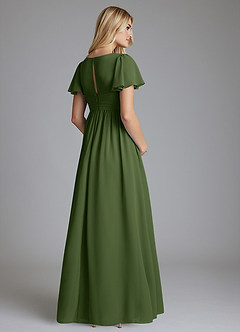 Azazie Verna Maternity Bridesmaid Dresses A-Line V-Neck Ruched Chiffon Floor-Length Dress image2