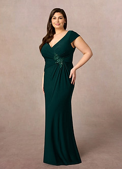 Azazie Marybeth Mother of the Bride Dresses Pine Dark Green Mermaid V-Neck Sequins Lace Dress image9